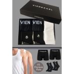 Vien&Karl Erkek Boxer-Atlet-Çorap Set 6'lı Premium Kutuda Hediyelik ve Çeyizlik - 0 - Siyah