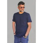 Vien&Karl Erkek Lacivert Slim Fit Bisiklet Yaka Pamuk Elastan Basic Tişört - 2XL