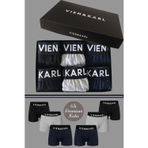 Vien&Karl Erkek Siyah Gri Lacivert 6’Lı Kutu Düz Likralı Boxer Şort