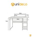 Vienna 60x120cm 2 Raflı Metal Ayak Çalışma Masası Laptop Masası Bilgisayar Masası Çam- Siyah Beyaz - Çam