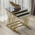 Vienna Gold Metal Ayaklı Füme Aynalı Zigon Sehpa