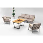 Vieno Home Garden Artemis Plus 3'lü Alüminyum Bahçe Balkon Oturma Grubu Cappuccino