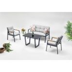 Vieno Home Garden Efes Mini Alüminyum 2'li Bahçe Balkon Oturma Grubu Antrasit