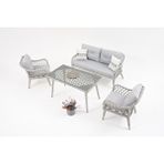 Vieno Home Garden Fiji Mini 2 li Rattan Bahçe Balkon Oturma Grubu Gri
