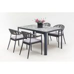 Vieno Home Garden Rita Alüminyum Bahçe Balkon Masa Takımı Hpl Kompakt Tablalı (80X140) Antrasit