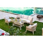 Vieno Home Garden Rodos Rattan Bahçe Balkon Oturma Grubu Bej