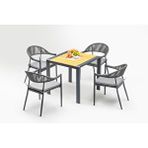 Vieno Home Garden Roxy Rita Alüminyum Bahçe Balkon Masa Takımı (80cm X 80cm) Antrasit