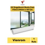 Vienrom #CamFilmi Buzlu 5 Metre x 60 Cm İçerisi Görünmez Yapışkan İz Bırakmaz UV Engelleyici Cam Filmi