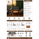 Viento 2-2 Bahçe Balkon Mobilyası,Sehpalı,Capi İskelet,Kumaş Rengi 03 Cappuccino