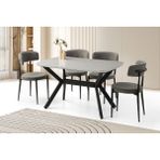 Viento Mobilya Anka Açık Gri Highgloss Açılır 130X80 Masa 4 Adet Bukle Kumaş Metal Gözde Sandalye Masa Takımı - 130 X 80