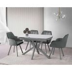 Viento Mobilya Anka Gri Sis Highgloss Açılır 120X80 Masa Lincolin 6 Adet Gri Babyface Kumaş Sandalye Masa Takımı - 120 X 80