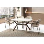 Viento Mobilya Anka Kar Beyaz Highgloss Açılır 130X80 Masa 6 Adet Babyface Kumaş Metal Evrim Sandalye Masa Takımı - Kırık Beyaz - 130 X 80
