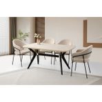 Viento Mobilya Anka Sidon Desen Açılır 160X90 Masa 8 Adet Bukle Kumaş Metal Ayak Evrim Sandalye Masa Takımı - 160 X 90