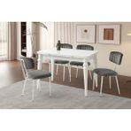 Viento Mobilya Arda Beyaz Renk Yanlardan Açılır 110X70 Masa 6 Adet Babyface Metal Pınar Sandalye Masa Takımı - 110 X 70