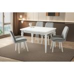 Viento Mobilya Arda Beyaz Renk Yanlardan Açılır 120X80 Masa 6 Adet Babyface Ahşap Ayak Fulya Sandalye Masa Takımı - 120 X 80