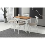 Viento Mobilya Arda Diş Budak Desen Yanlardan Açılır 90X60 Masa 4 Adet Babyface Metal Çapraz Sandalye Masa Takımı - Dışbudak - 90 X 60