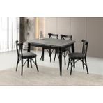 Viento Mobilya Arda Retro Gümüş Desen Yanlardan Açılır 120X80 Masa 6 Adet Babyface Metal Çapraz Sandalye Masa Takımı - Retro Taşı Rengi - 120 X 80