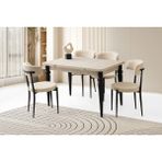 Viento Mobilya Arda Sidon Desen Yanlardan Açılır 120X80 Masa 4 Adet Bukle Kumaş Metal Gözde Sandalye Masa Takımı - 120 X 80