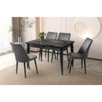 Viento Mobilya Arda Siyah Mermer Desen Yanlardan Açılır 120X80 Masa 4 Adet Babyface Ahşap Ayak Berna Sandalye Masa Takımı - 120 X 80
