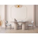 Viento Mobilya Bohem Cappucino Highgloss Sabit 180X90 Masa Liza 6 Adet Krem Bukle Kumaş Sandalye Masa Takımı - 180 X 90