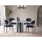 Viento Mobilya Bohem Sis Gri Hg Yuvarlak 104X104 Masa Liza 4 Adet Antrasit Bukle Kumaş Sandalye Masa Takımı - 104 X 104