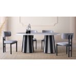 Viento Mobilya Bohem Sis Gri Highgloss Sabit 180X90 Masa Tuna 8 Adet Açık Gri Bukle Kumaş Sandalye Masa Takımı - 180 X 90