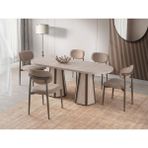 Viento Mobilya Bohem Traverten Desen Mdf Açılır 160X90 Masa Liza 4 Adet Vizon Coco Kumaş Sandalye Masa Takımı - 160 X 90