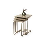 Viento Mobilya C Highgloss Zigon Sehpa Cappicino Desen 3'lü Set, Tekerli Cappicino Metal Ayak, İç İçe Geçebilir
