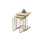 Viento Mobilya C MDF Zigon Sehpa Sidon Desen 3'lü Set, Tekerli Cappicino Metal Ayak, İç İçe Geçebilir
