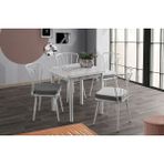 Viento Mobilya Enzi Beyaz Mermer Desen Sabit 70X70 Masa 4 Adet Babyface Metal Güneş Sandalye Masa Takımı - 70 X 70