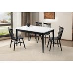 Viento Mobilya Fidan Beyaz Siyah Etek Açılır 140X90 Masa 4 Adet Siyah Ahşap Diva Sandalye Masa Takımı - 140 X 90