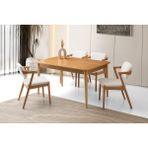 Viento Mobilya Fidan Naturel Açılır 130X80 Masa 6 Adet Bukle Kumaş Naturel Ahşap Rody Sandalye Masa Takımı - 130 X 80