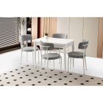 Viento Mobilya Gonca Kaşıklıklı Beyaz Açılır 100X65 Masa 4 Adet Bukle Kumaş Metal Gözde Sandalye Masa Takımı - 100 X 65