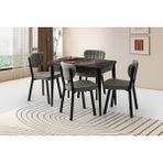 Viento Mobilya Gonca Kaşıklıklı Siyah Mermer Açılır 100X65 Masa 4 Adet Bukle Kumaş Metal Esinti Sandalye Masa Takım - 100 X 65