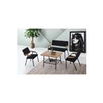 Viento Mobilya Hayal Çay Seti Siyah Metal İskelet Babyface Kumaş Balkon, Mutfak, Bahçe Kış Köşesi 2+1+1+Sehpa