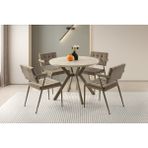 Viento Mobilya Hilton Sidon Desen Açılır 100X100 Masa 4 Adet Babyface Kumaş Metal Jumbo Sandalye Masa Takımı - 100 X 100