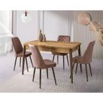 Viento Mobilya Kaşıklıklı Kelebek Leglano Mdf Açılır 135X80 Masa Bade 6 Adet Kahve Babyface Sandalye Masa Takımı - Ahşap - 135 X 80