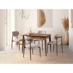 Viento Mobilya Kelebek Hazal Highgloss Açılır 110X70 Masa Liza 4 Adet Vizon Bukle Kumaş Sandalye Masa Takımı - Ahşap - 110 X 70