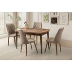 Viento Mobilya Kelebek Kaşıklıklı Barok Ceviz Açılır 140X80 Masa 6 Adet Babyface Ahşap Nova Sandalye Masa Takım - 140 X 80