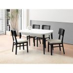 Viento Mobilya Kelebek Kaşıklıklı Beyaz Renk Açılır 140X80 Masa 6 Adet Lizbon Calve Kumaş Siyah Ahşap Iskelet Sandalye Masa Takımı - 140 x 80