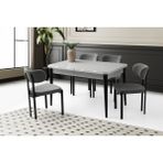 Viento Mobilya Kelebek Kütük Açık Gri Highgloss Açılır 130X80 Masa 4 Adet Bukle Kumaş Metal Pelin Sandalye Masa Takımı - 130 X 80