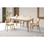 Viento Mobilya Kelebek Kütük Aytaşı Açılır 160X90 Masa 6 Adet Pufy Kumaş Ahşap Paris Sandalye Masa Takımı - 160 X 90
