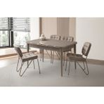 Viento Mobilya Kelebek Kütük Cappicino Highgloss Açılır 130X80 Masa 4 Adet Babyface Metal Banky Sandalye Masa Takımı - Cappucino - 130 X 80