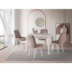 Viento Mobilya Kelebek Rambla Hg Açılır 110X70 Masa Riva 4 Adet Vizon Bukle Babyface Sandalye Masa Takımı - Gri - Ekru - 110 X 70