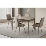 Viento Mobilya Kelebek Tekno Cappicino Highgloss Açılır 130X80 Masa 4 Adet Metal Ayak Fulya Sandalye Masa Takımı - Cappucino - 130 X 80