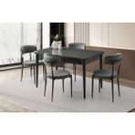 Viento Mobilya Kelebek Tekno Koyu Gri Highgloss Açılır 130X80 Masa 4 Adet Babyface Metal Gözde Sandalye Masa Takım - 130 X 80