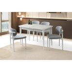 Viento Mobilya Kelebek Tekno Marmo Highgloss Açılır 120X70 Masa 4 Adet Bukle Kumaş Metal Siesta Sandalye Masa Takımı - Beyaz Mermer - 120 x 70