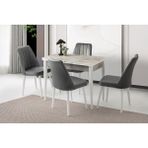 Viento Mobilya Kelebek Tekno Rambla Highgloss Açılır 100X60 Masa 4 Adet Babyface Ahşap Ayak Sude Sandalye Masa Takımı - Beyaz - 100 X 60