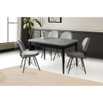Viento Mobilya Kelebek Tekno Retro Gümüş Açılır 130X80 Masa 6 Adet Babyface Metal Ahtapot Sandalye Masa Takımı - Retro Taşı Rengi - 130 X 80