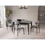 Viento Mobilya Kelebek Yeni Marmo Desen Açılır 110X70 Masa Liza 4 Adet Gri Coco Kumaş Sandalye Masa Takımı - Gümüş - Gri - 110 X 70